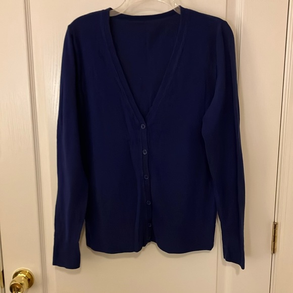 Sweaters - Cotton royal blue cardigan sweater, size 16